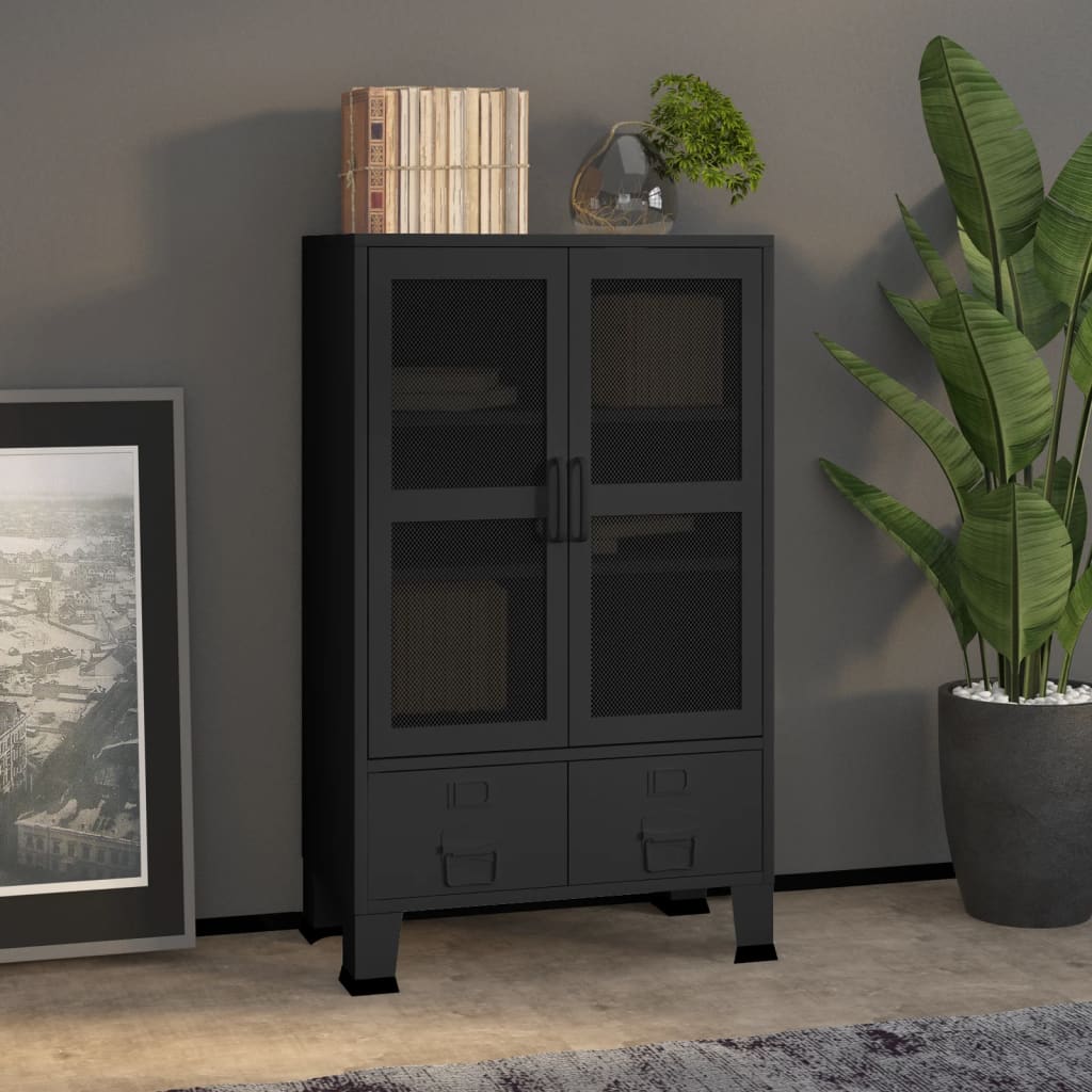 Coffre de rangement industriel Noir 70x40x115 cm Métal - XIOS