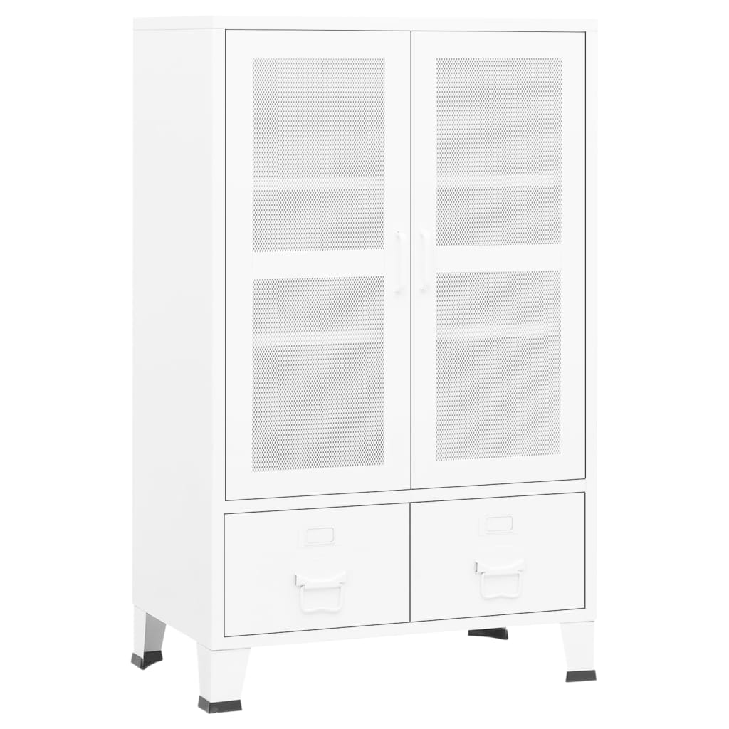 Coffre de rangement industriel Blanc 70x40x115 cm Métal