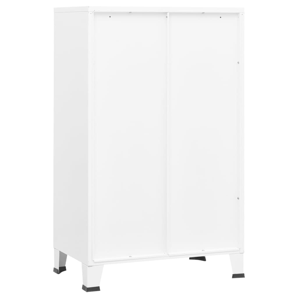 Coffre de rangement industriel Blanc 70x40x115 cm Métal