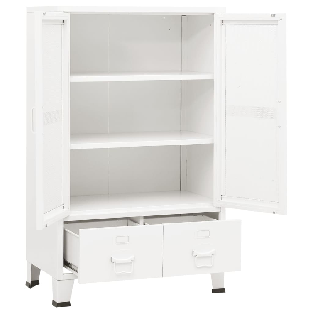 Coffre de rangement industriel Blanc 70x40x115 cm Métal