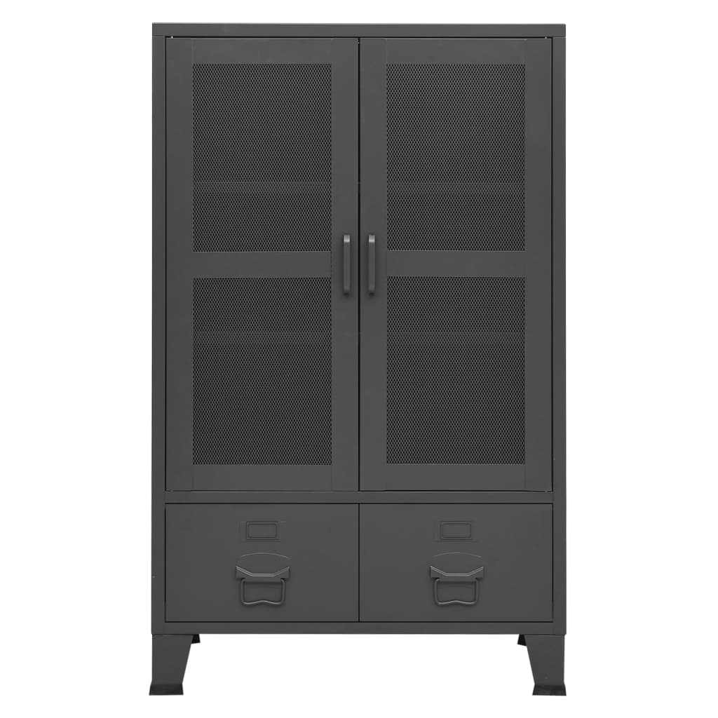 Coffre de rangement industriel Anthracite 70x40x115 cm Métal - XIOS