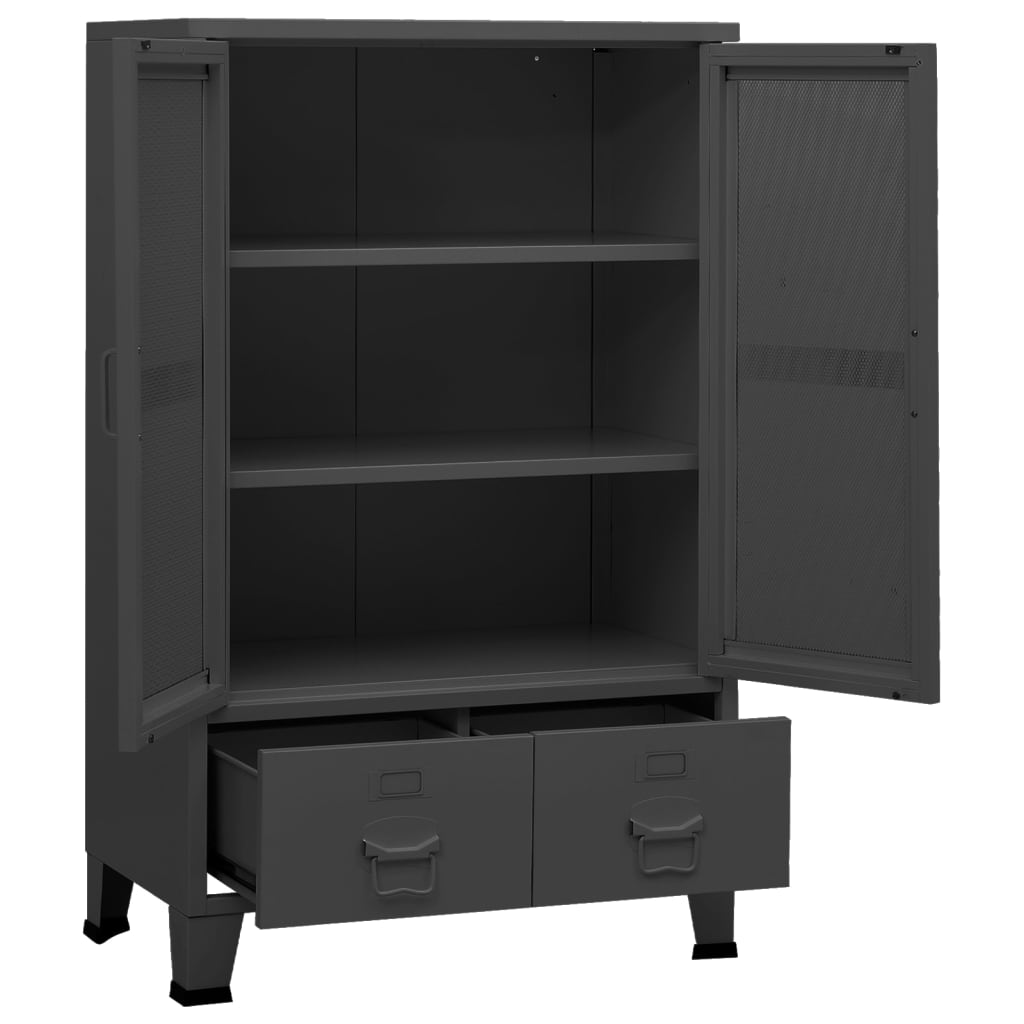 Coffre de rangement industriel Anthracite 70x40x115 cm Métal - XIOS