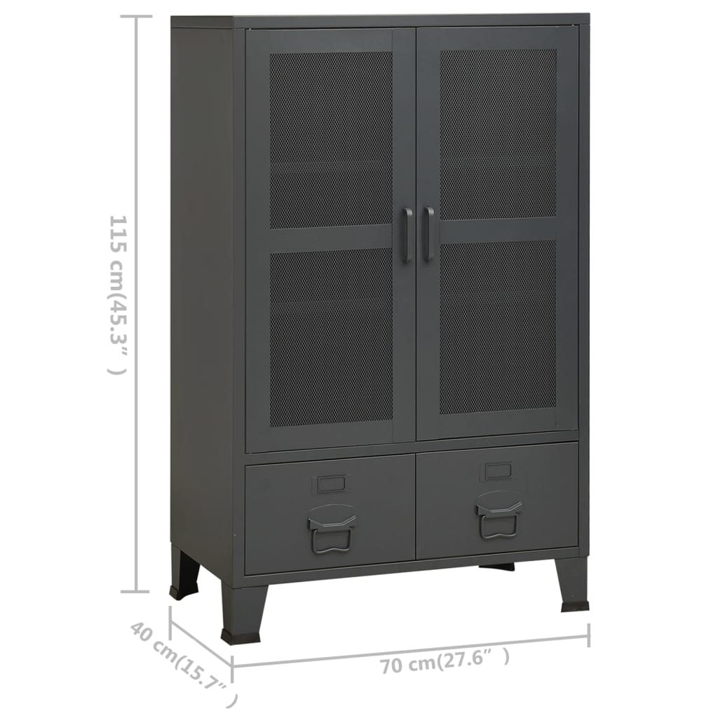 Coffre de rangement industriel Anthracite 70x40x115 cm Métal - XIOS