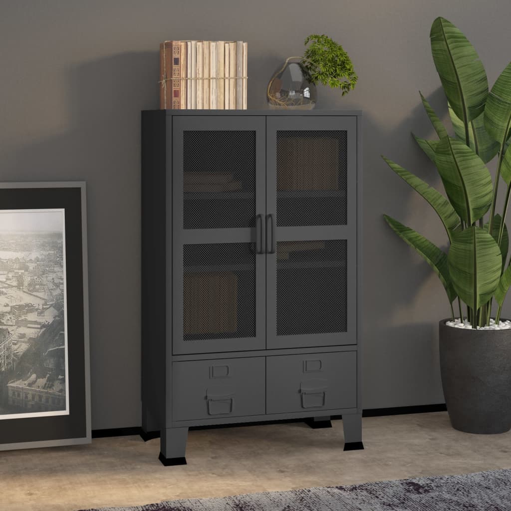 Coffre de rangement industriel Anthracite 70x40x115 cm Métal - XIOS