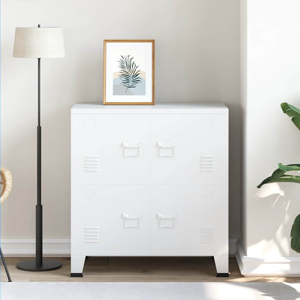 Coffre de rangement industriel Blanc 75x40x80 cm Acier Coffres de rangement vidaXL