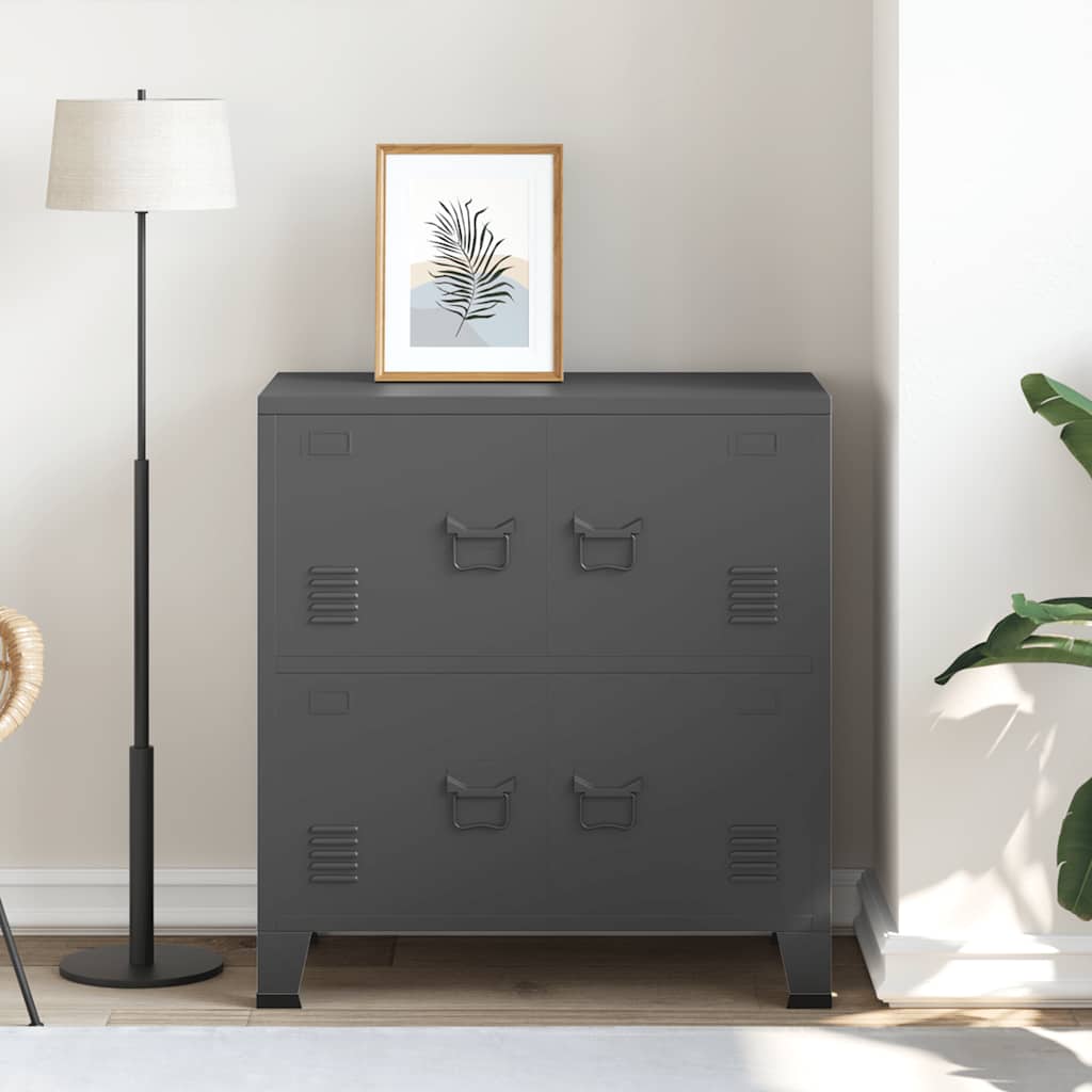 Coffre de rangement industriel Anthracite 75x40x80 cm Acier - XIOS