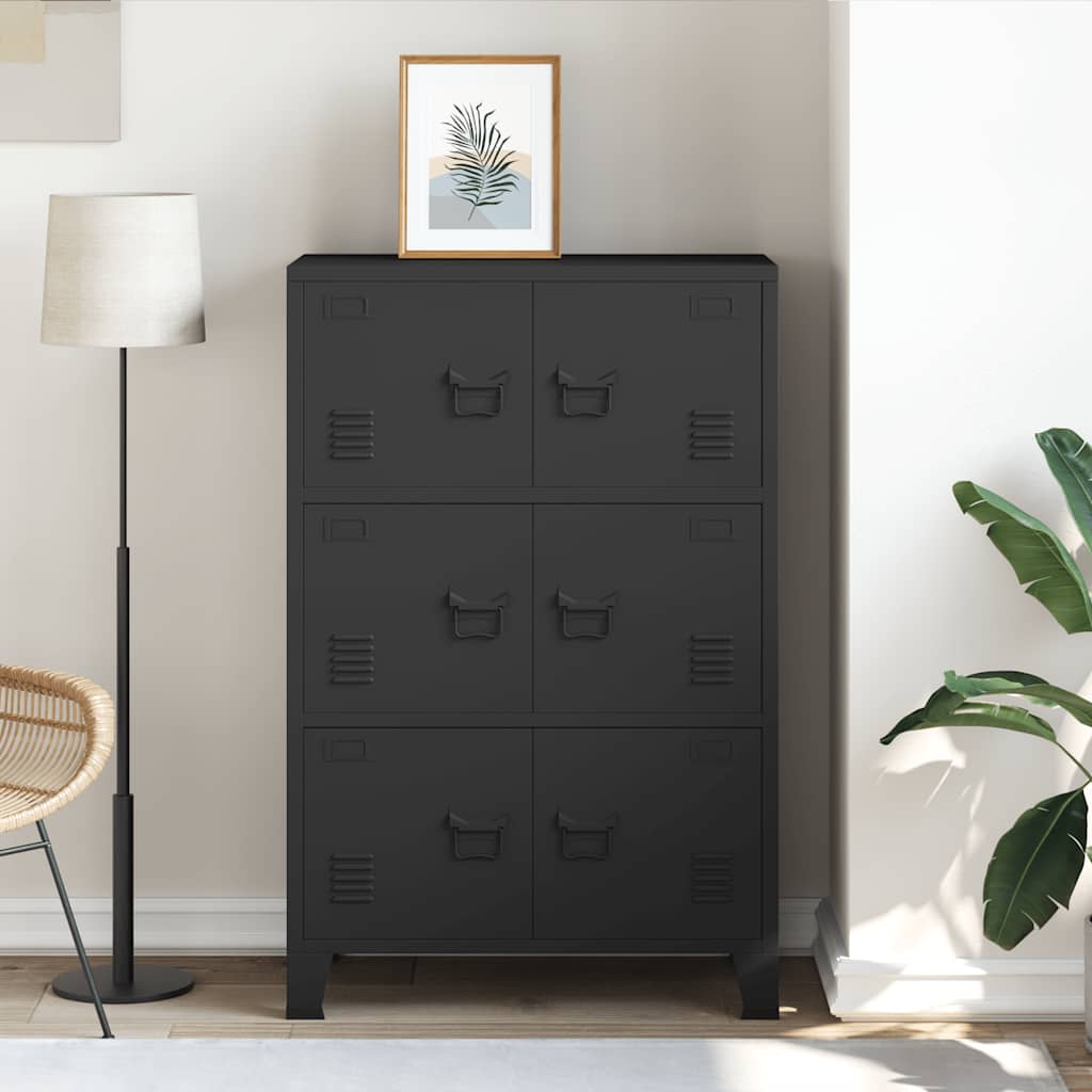 Coffre de rangement industriel Noir 75x40x115 cm Métal - XIOS