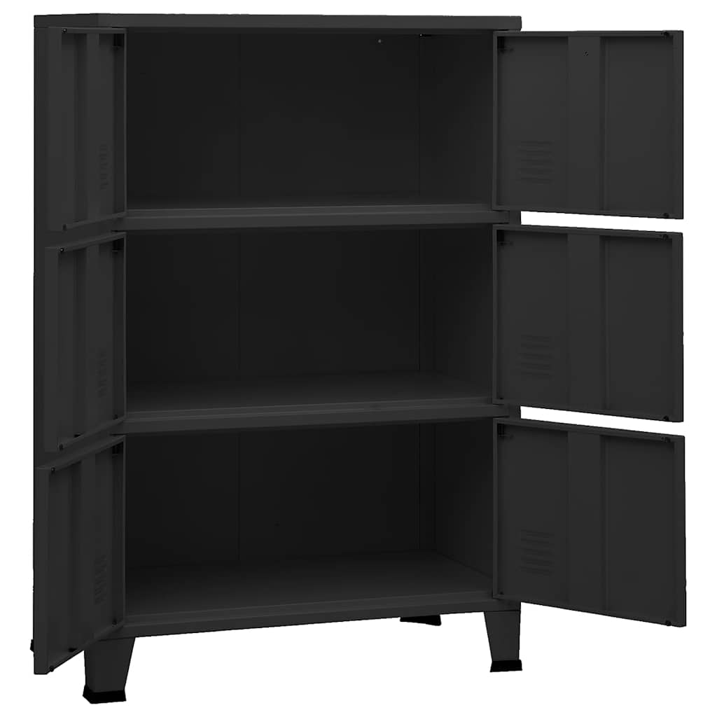 Coffre de rangement industriel Noir 75x40x115 cm Métal - XIOS
