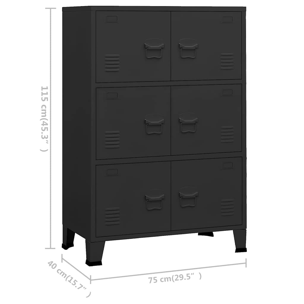 Coffre de rangement industriel Noir 75x40x115 cm Métal - XIOS
