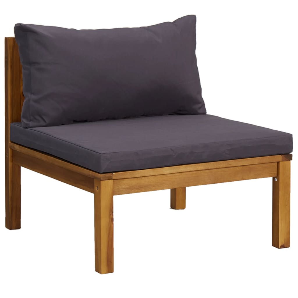 Salon de jardin 6 pcs avec coussin Bois d'acacia solide