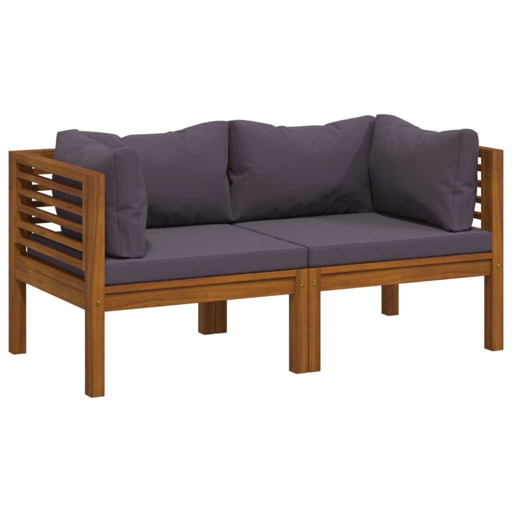 Canapé de jardin à 2 places avec coussin Bois d'acacia massif