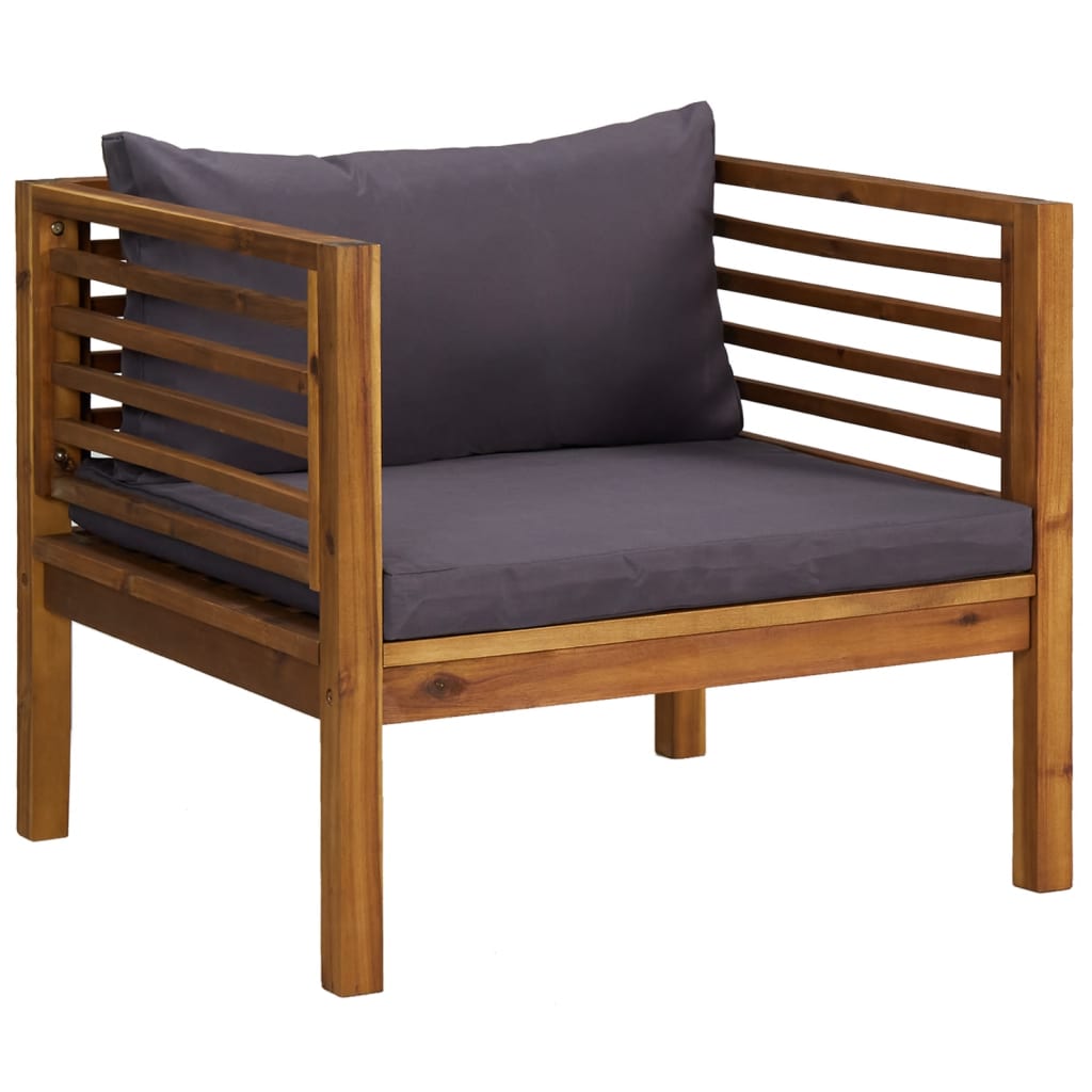 Salon de jardin 5 pcs avec coussin Bois d'acacia solide