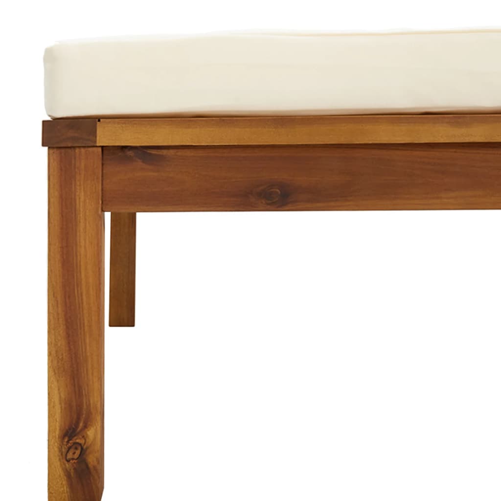 Salon de jardin 5 pcs avec coussin crème Bois d'acacia solide