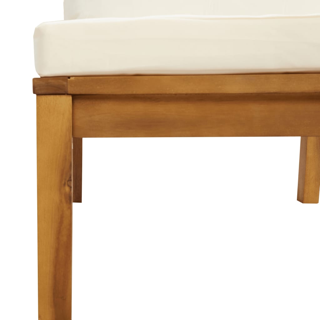 Canapé de jardin 3 places et coussin crème Bois d'acacia massif