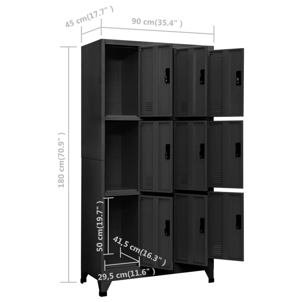 Armoire à casiers Anthracite 90x45x180 cm Acier - XIOS