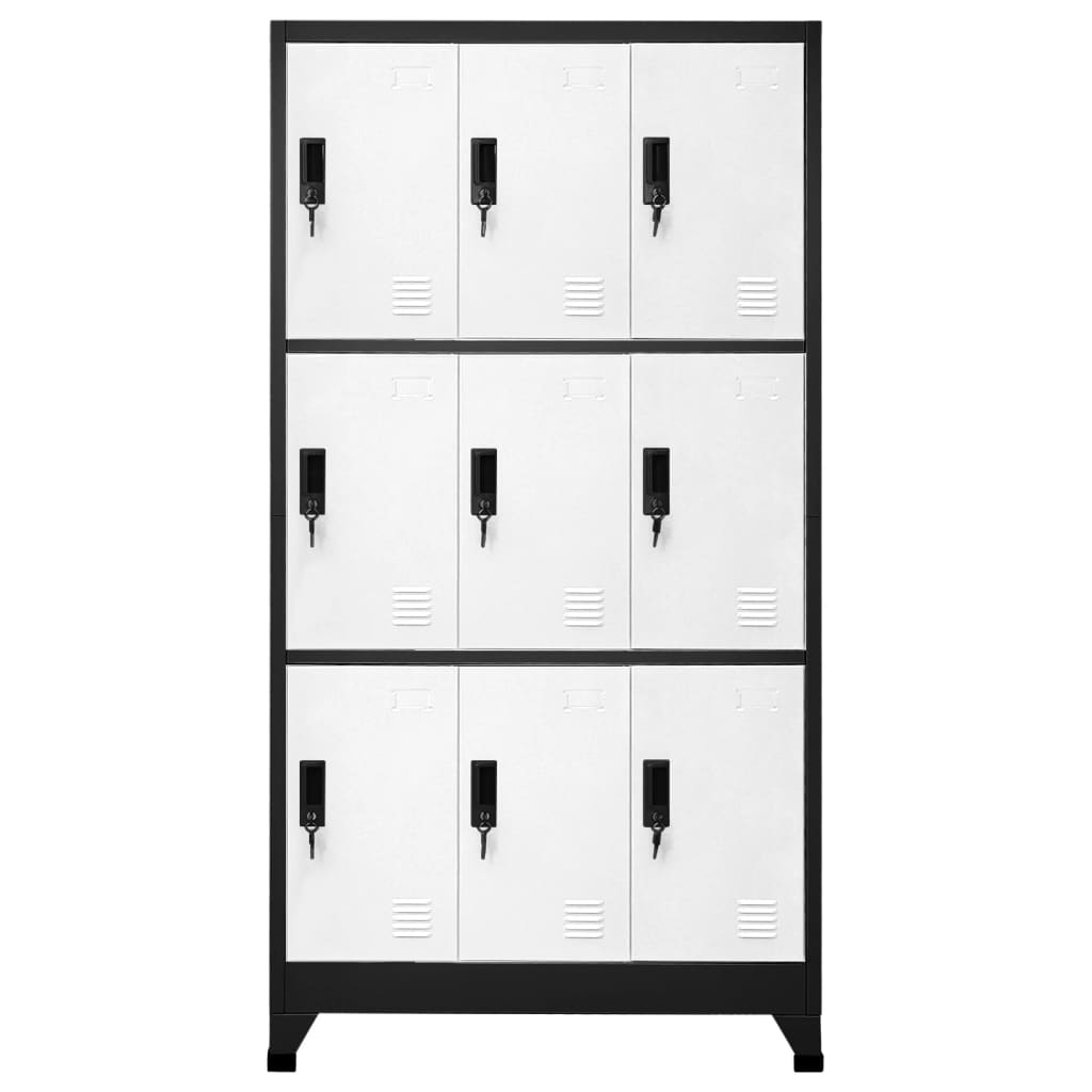 Armoire à casiers Anthracite et blanc 90x45x180 cm Acier - XIOS