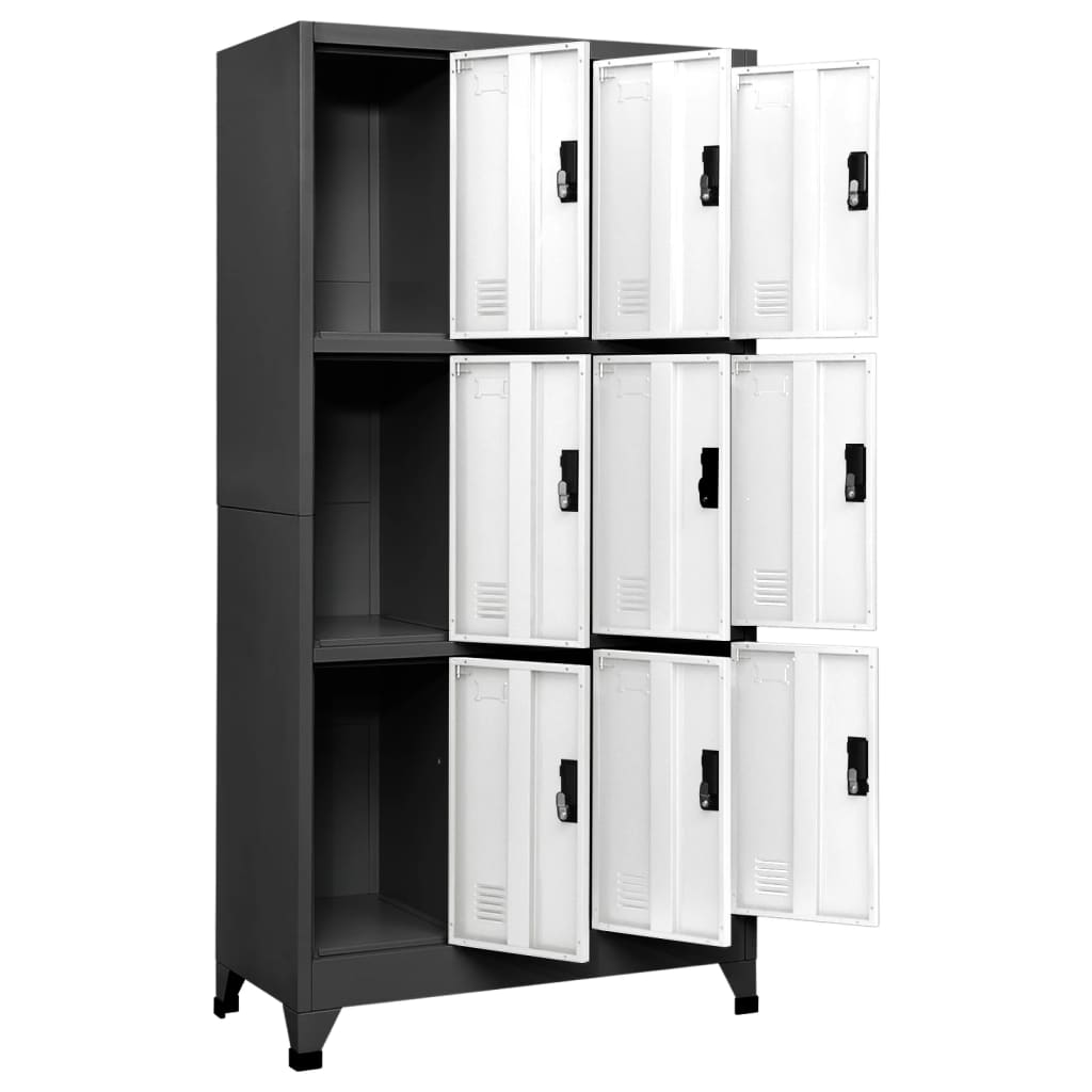 Armoire à casiers Anthracite et blanc 90x45x180 cm Acier - XIOS