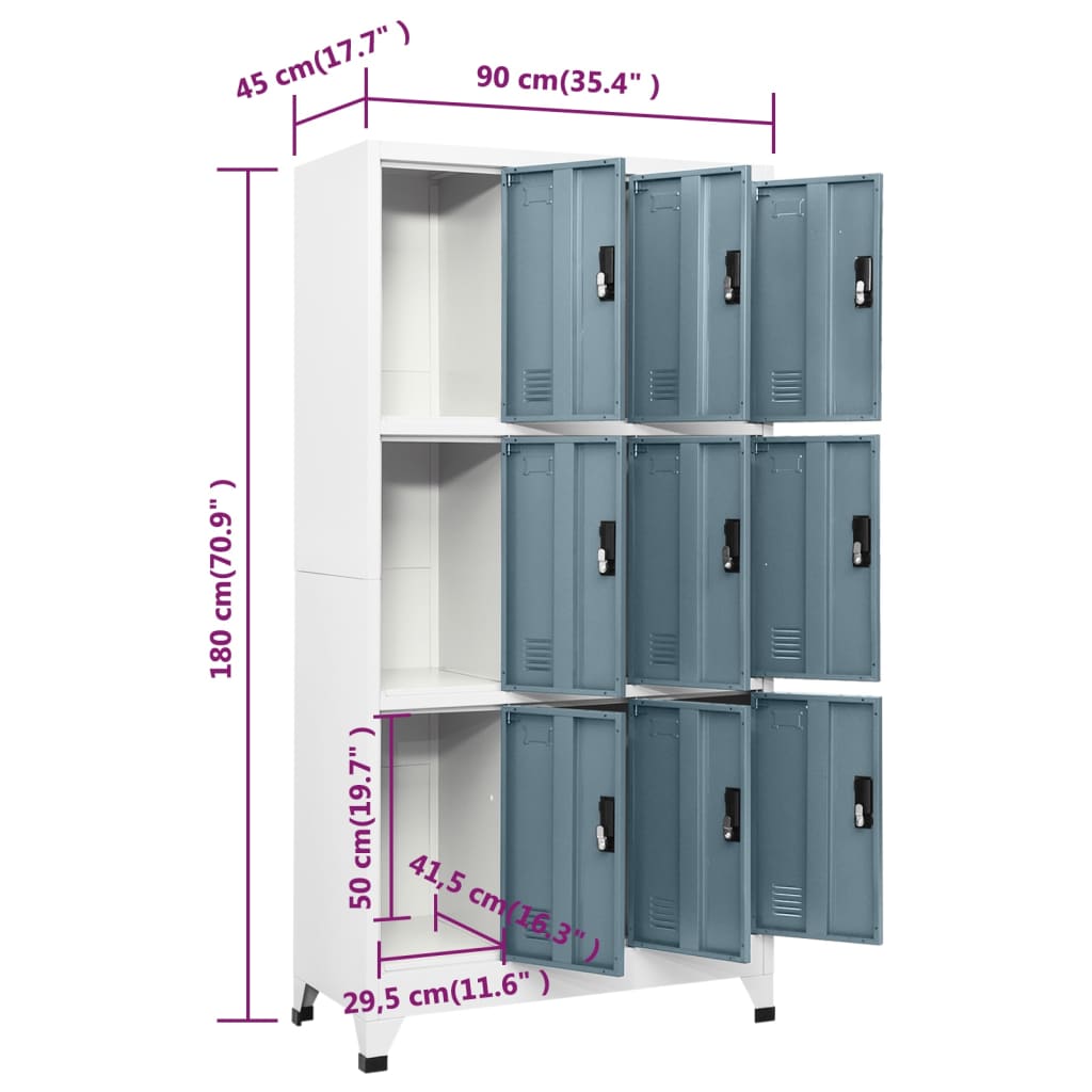Armoire à casiers Gris clair et gris foncé 90x45x180 cm Acier