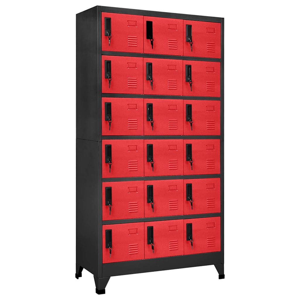 Armoire à casiers Anthracite et rouge 90x40x180 cm Acier - XIOS