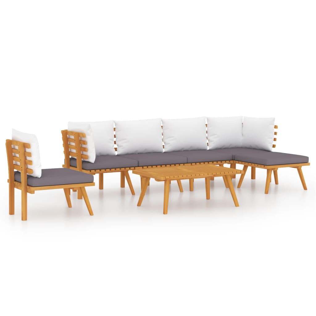 Salon de jardin 7 pcs avec coussins Bois d'acacia solide