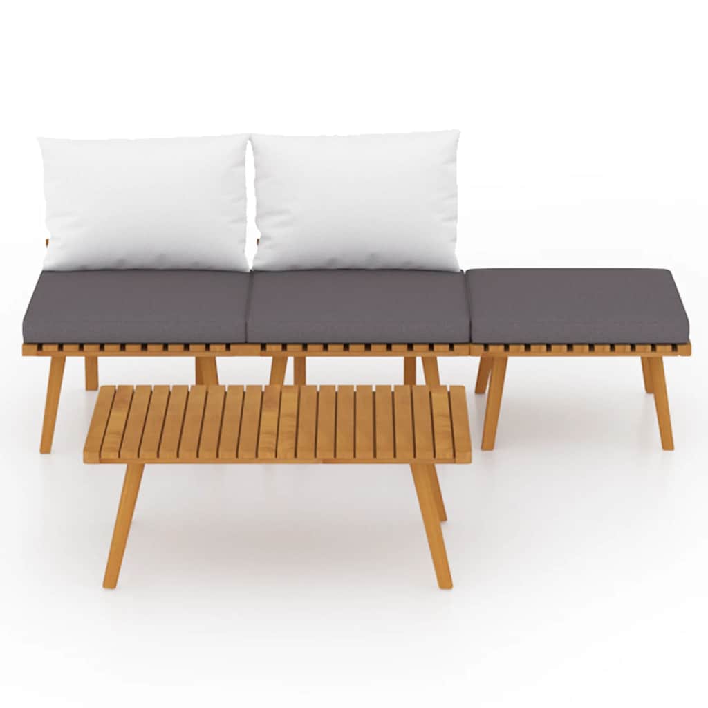Salon de jardin 4 pcs avec coussins Bois d'acacia solide