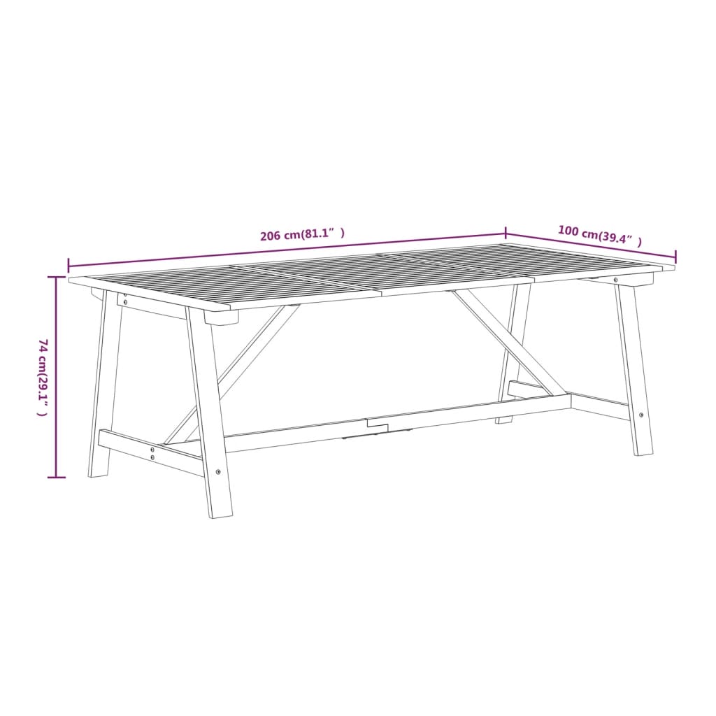 Ensemble à manger de jardin 7 pcs Bois d'acacia solide