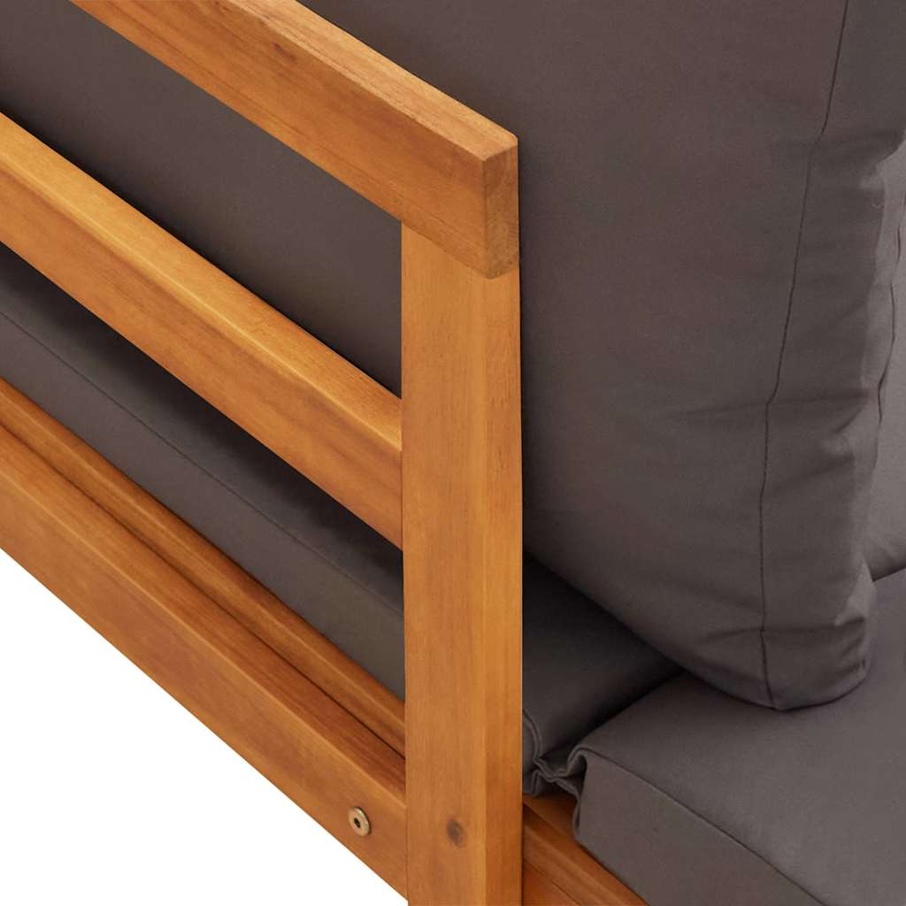 Chaises longues coussins gris foncé lot de 2 Bois acacia solide