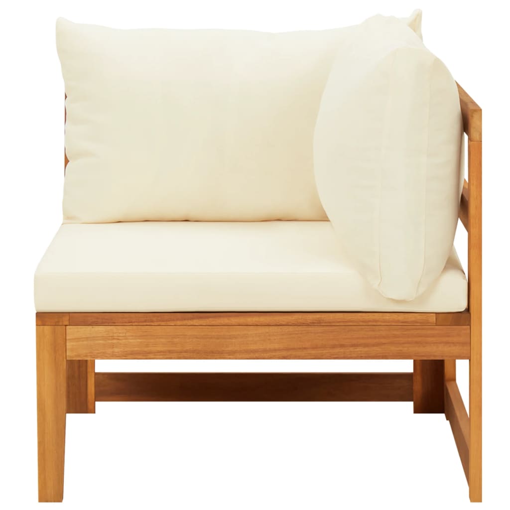 Salon de jardin 3 pcs avec coussins blanc crème Bois d'acacia