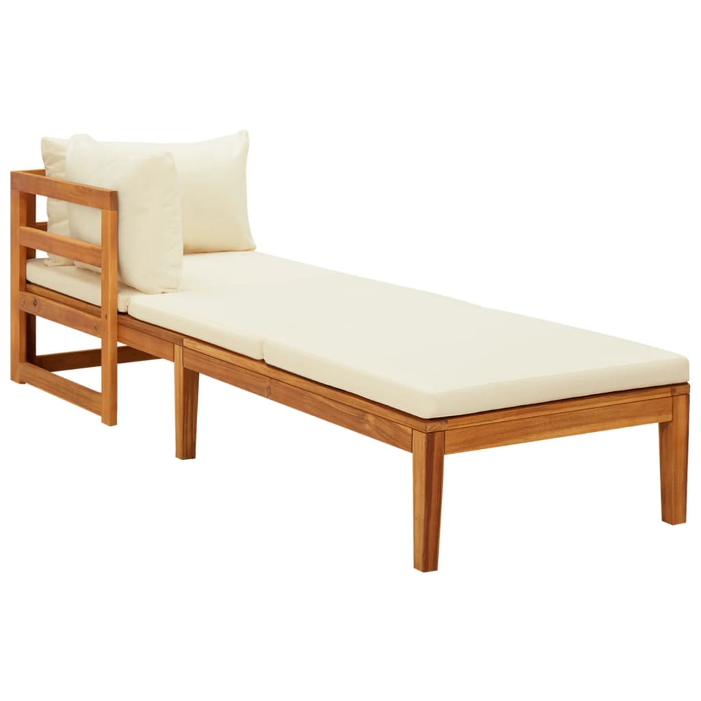 Salon de jardin 3 pcs avec coussins blanc crème Bois d'acacia