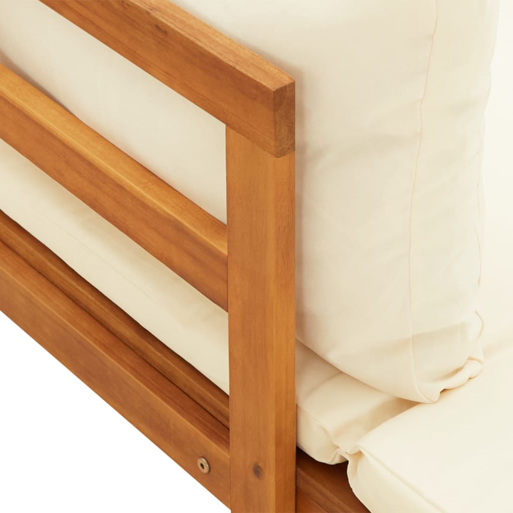 Salon de jardin 3 pcs avec coussins blanc crème Bois d'acacia