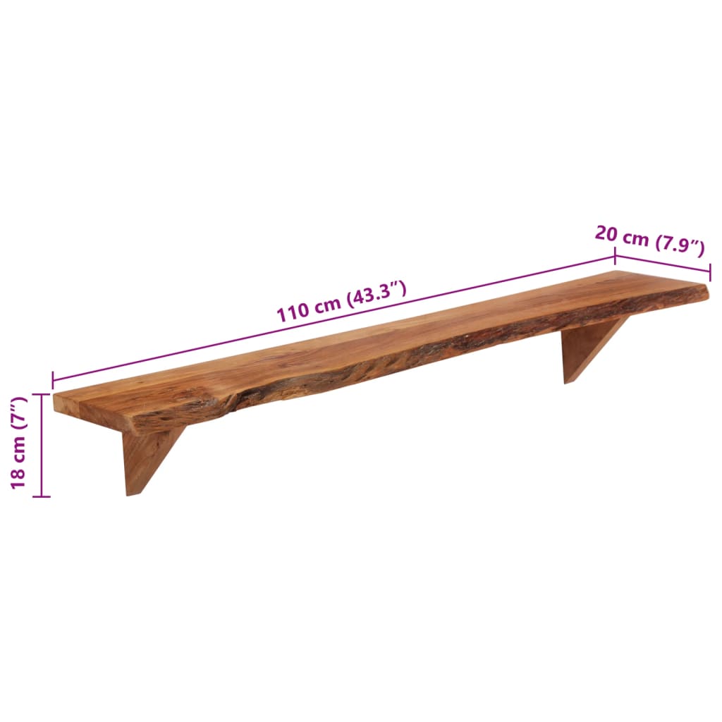 Étagères murales 2 pcs 110x20x18 cm bois massif d'acacia Étagères murales & corniches vidaXL