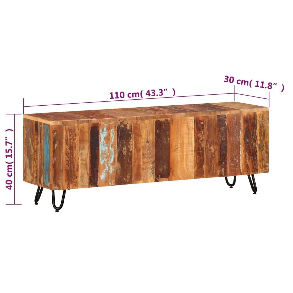 Meuble TV 110x30x40 cm Bois massif de récupération - XIOS