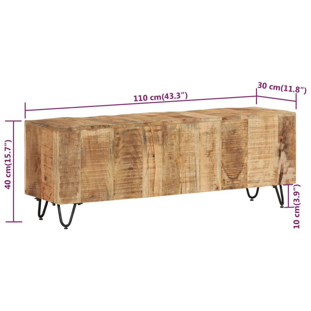 Meuble TV 110x30x40 cm Bois massif de manguier - XIOS