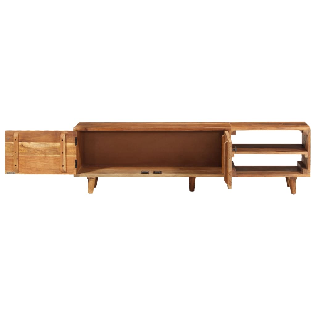 Meuble TV bois massif d'acacia avec finition miel 140x30x40 cm - XIOS