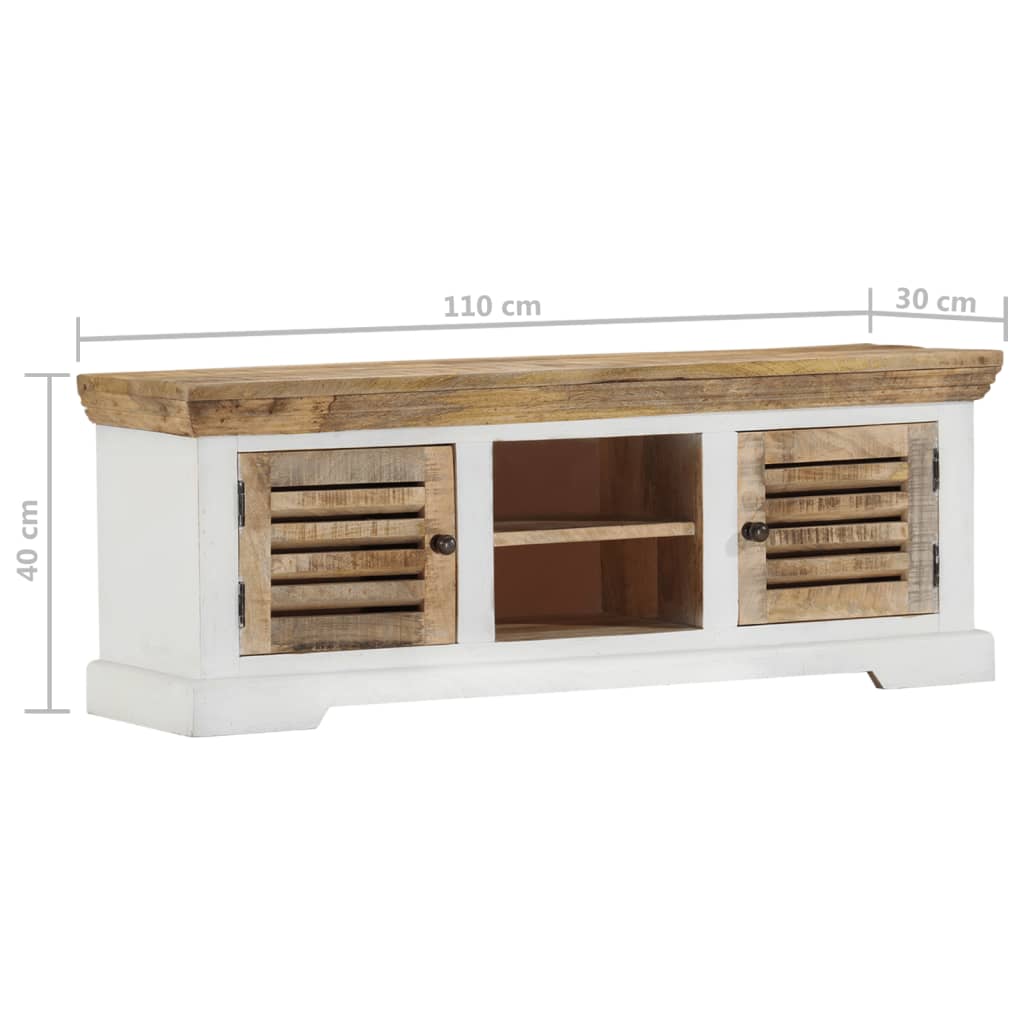 Meuble TV 110x30x40 cm Bois massif de manguier - XIOS