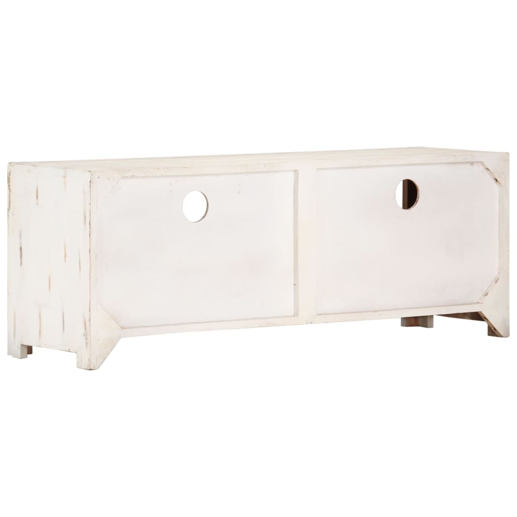 Meuble TV Bois massif d'acacia 110x30x40 cm Blanc - XIOS