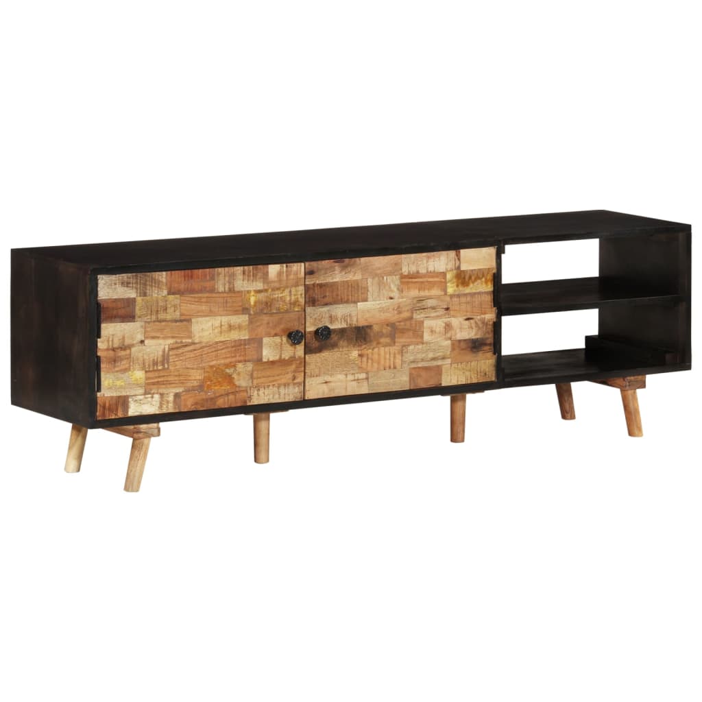 Meuble TV 140x30x45 cm Bois de manguier brut et d'acacia massif - XIOS
