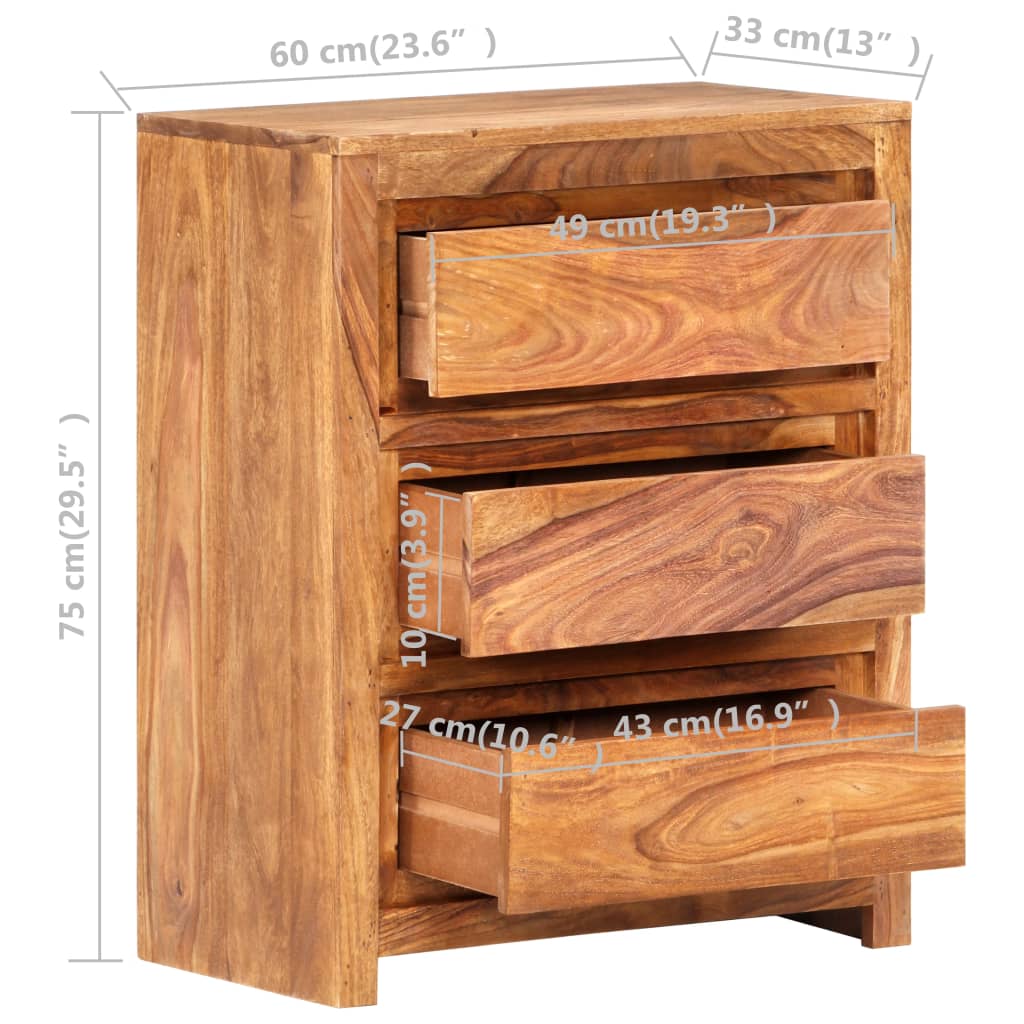 Armoire à tiroirs 60x33x75 cm Bois d'acacia massif - XIOS
