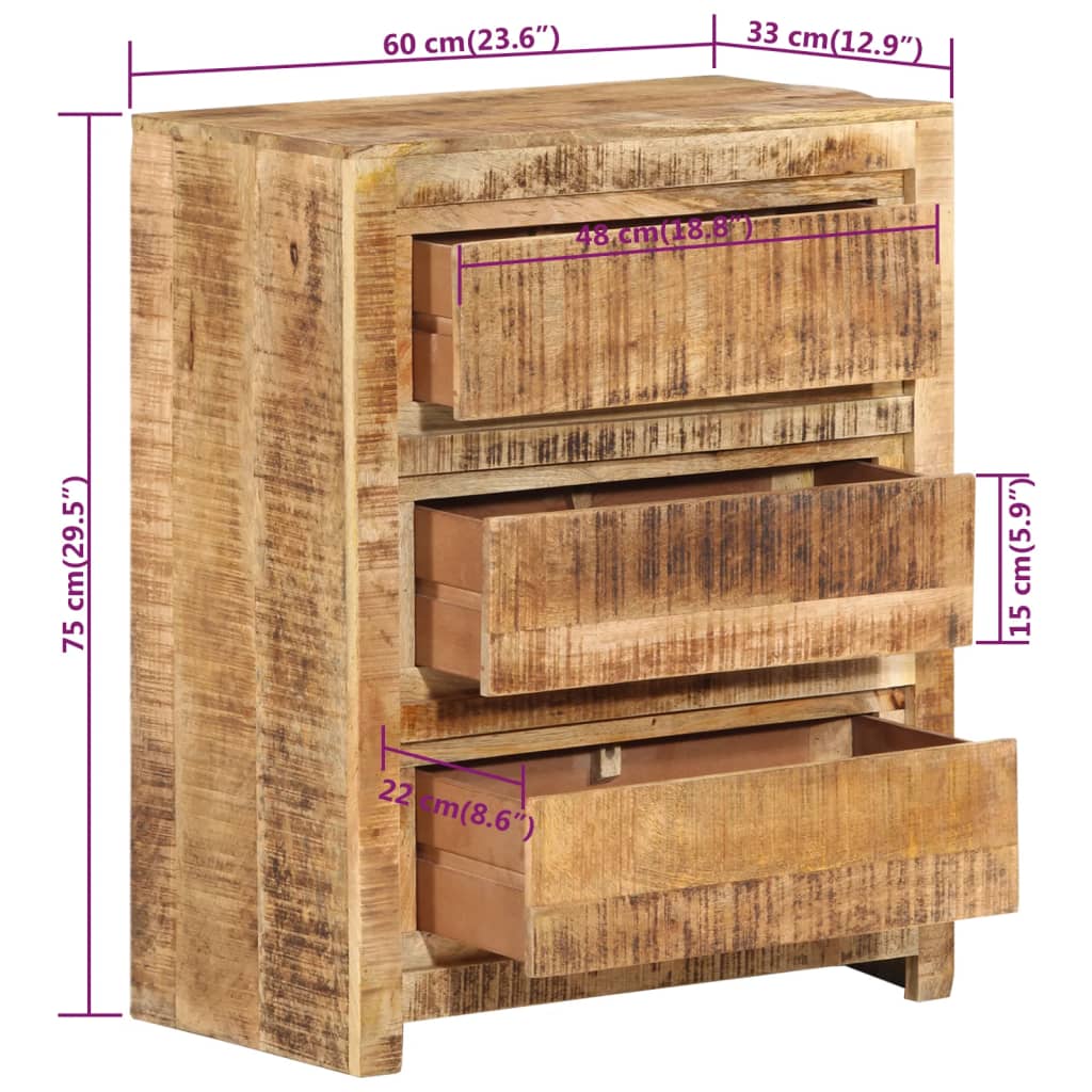 Armoire à tiroirs 60x33x75 cm Bois massif de manguier - XIOS