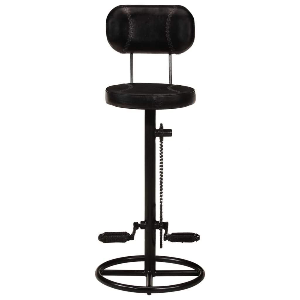 Tabourets de bar lot de 2 noir cuir de chèvre véritable - XIOS