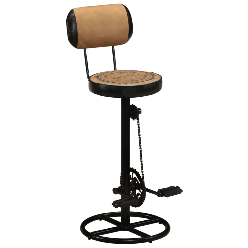 Tabouret de bar imprimé en toile lot de 2 cuir chèvre véritable - XIOS