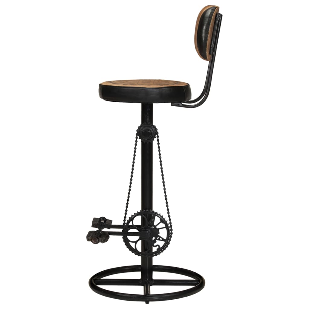 Tabouret de bar imprimé en toile lot de 2 cuir chèvre véritable - XIOS