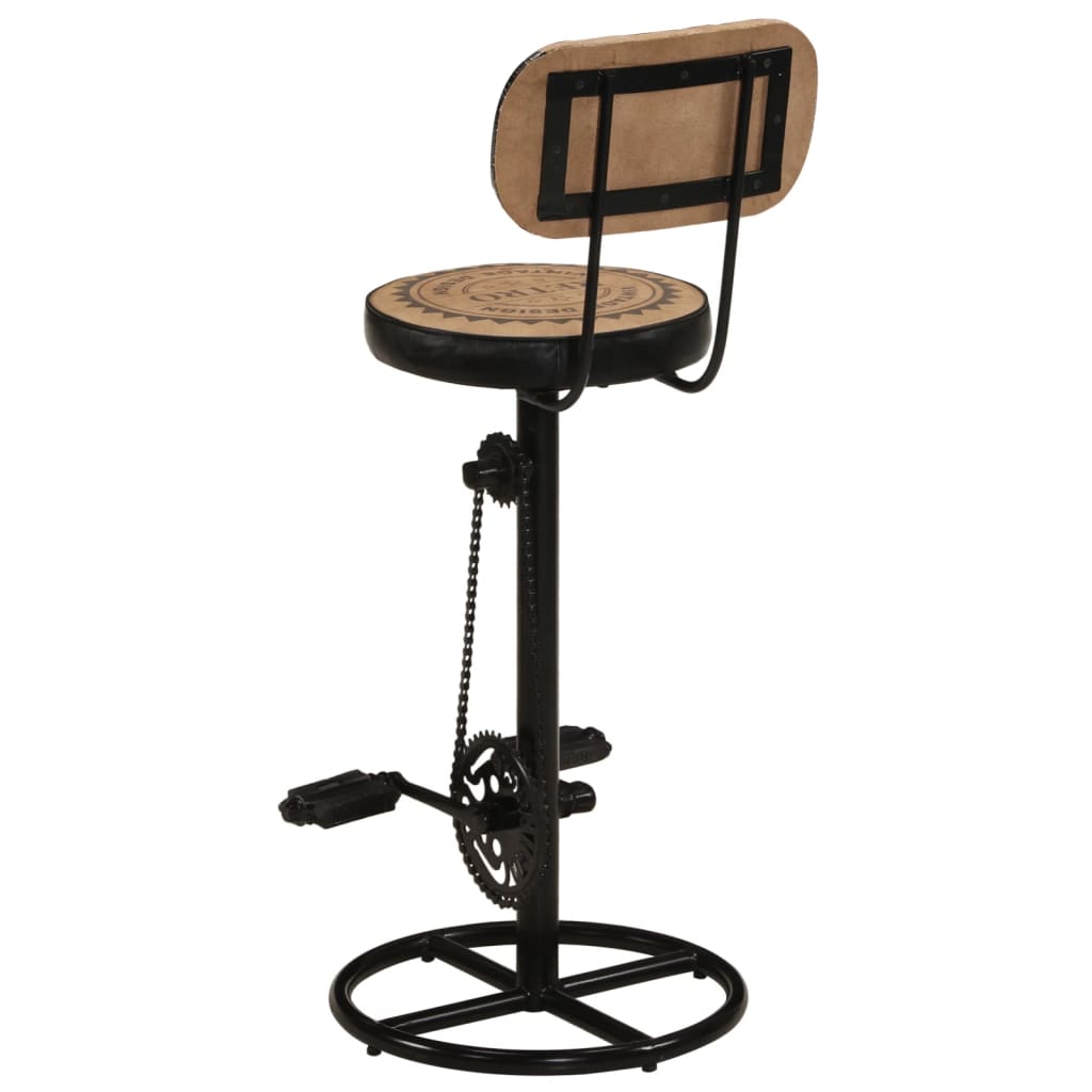 Tabouret de bar imprimé en toile lot de 2 cuir chèvre véritable - XIOS