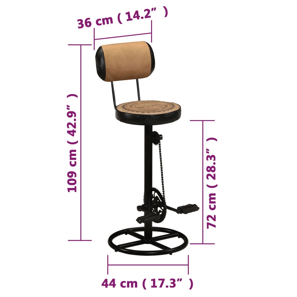 Tabouret de bar imprimé en toile lot de 2 cuir chèvre véritable - XIOS