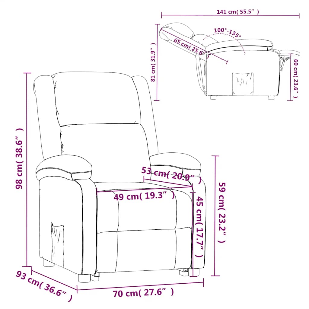 Fauteuil inclinable Gris clair Tissu - XIOS