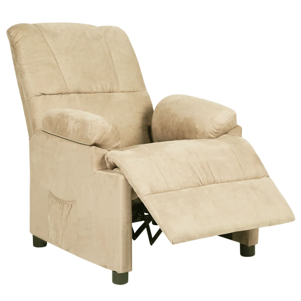 Fauteuil inclinable crème tissu microfibre