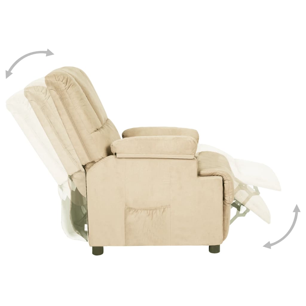 Fauteuil inclinable crème tissu microfibre