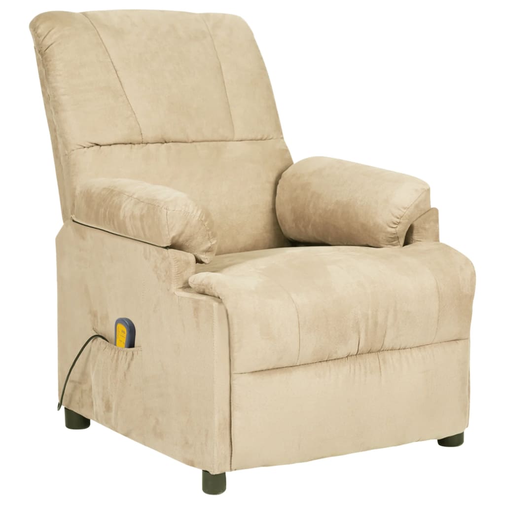Fauteuil de massage crème tissu microfibre