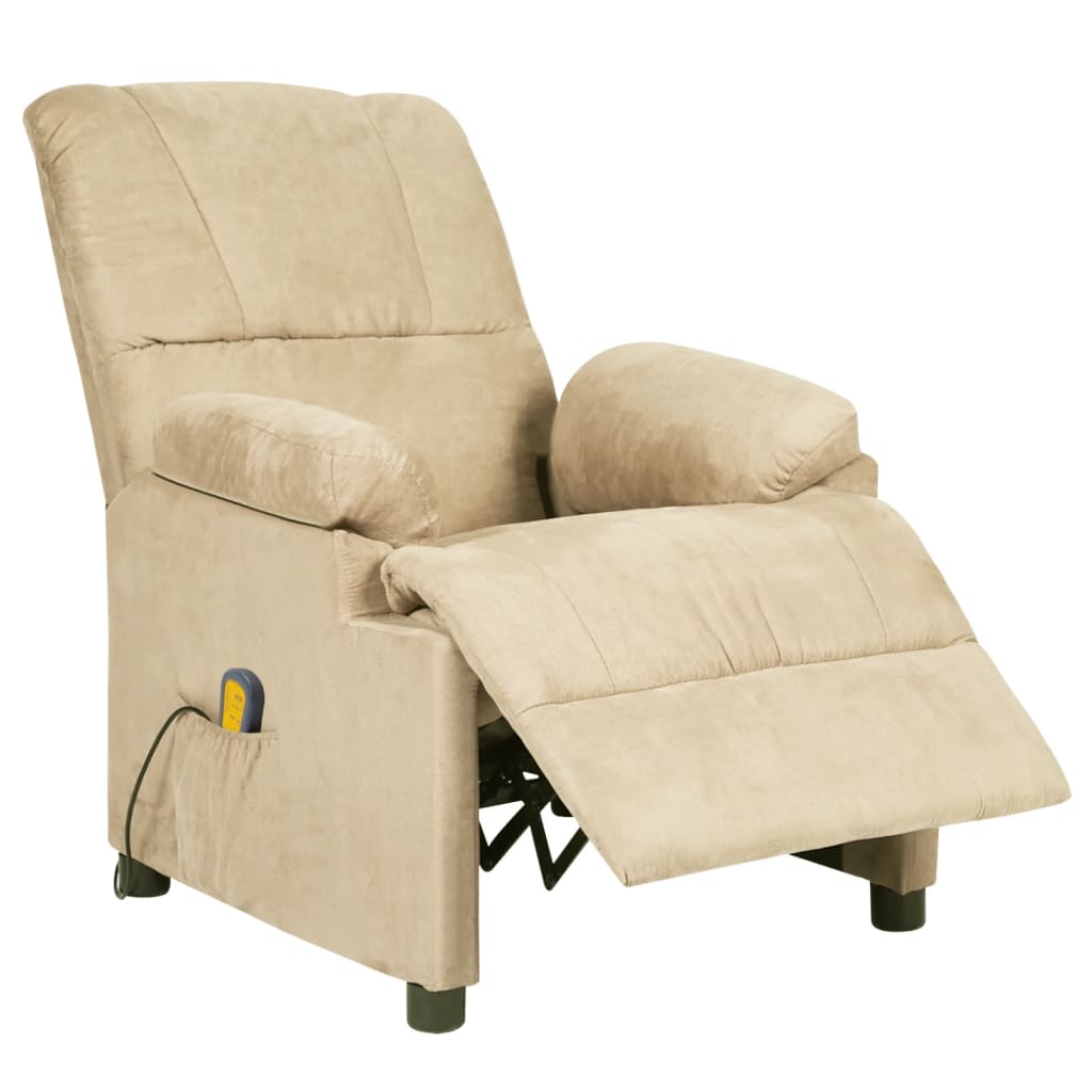 Fauteuil de massage crème tissu microfibre
