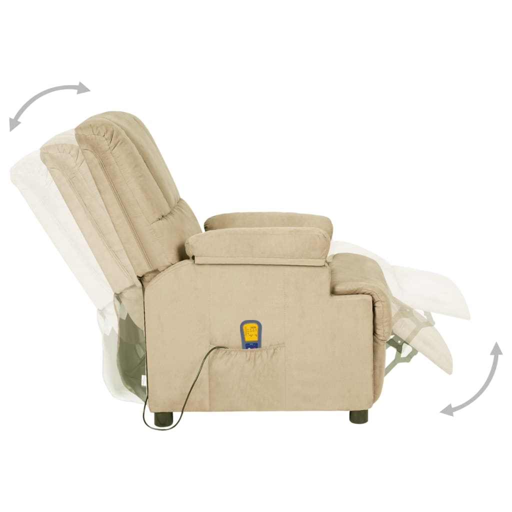 Fauteuil de massage crème tissu microfibre